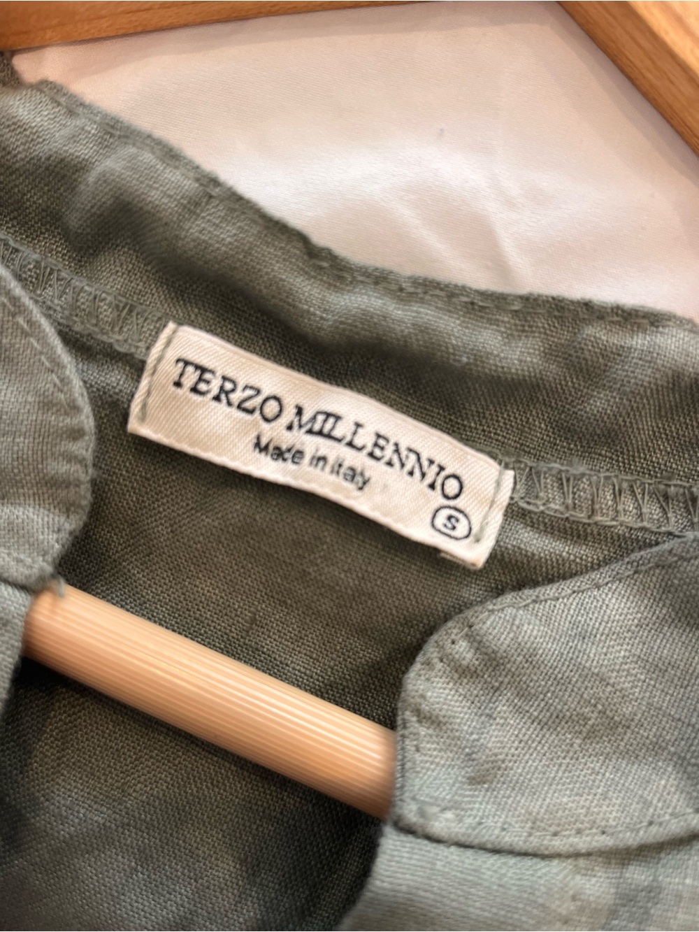 TERZO MILLENNIO 100% Linen Shift Dress SMALL Green Italian Sleeveless Loose Fit - Picture 2 of 12